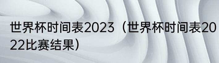 世界杯时间表2023（世界杯时间表2022比赛结果）