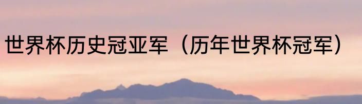 世界杯历史冠亚军（历年世界杯冠军）