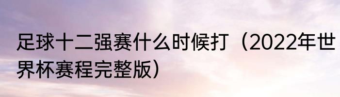 足球十二强赛什么时候打（2022年世界杯赛程完整版）