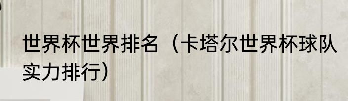 世界杯世界排名（卡塔尔世界杯球队实力排行）