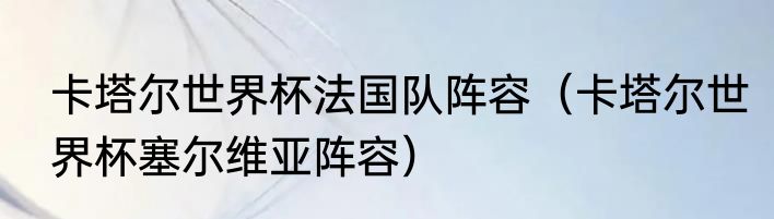 卡塔尔世界杯法国队阵容（卡塔尔世界杯塞尔维亚阵容）