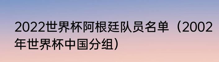 2022世界杯阿根廷队员名单（2002年世界杯中国分组）