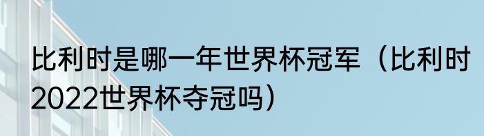 比利时是哪一年世界杯冠军（比利时2022世界杯夺冠吗）