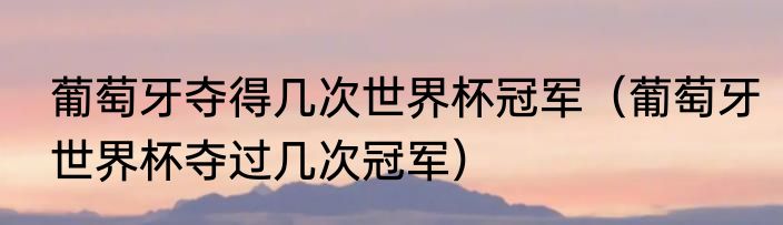葡萄牙夺得几次世界杯冠军（葡萄牙世界杯夺过几次冠军）