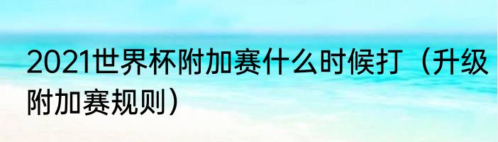 2021世界杯附加赛什么时候打（升级附加赛规则）