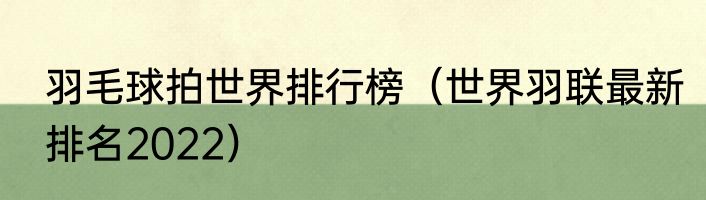 羽毛球拍世界排行榜（世界羽联最新排名2022）
