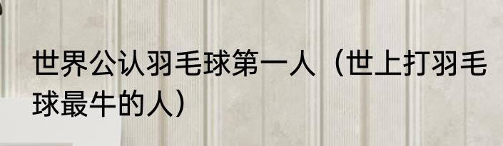 世界公认羽毛球第一人（世上打羽毛球最牛的人）