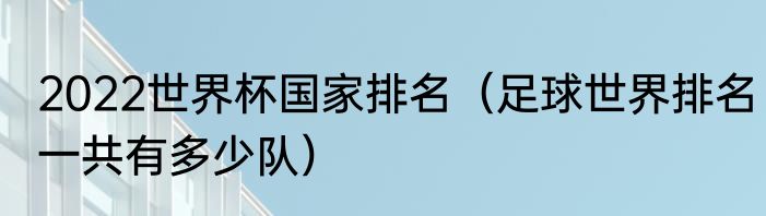 2022世界杯国家排名（足球世界排名一共有多少队）