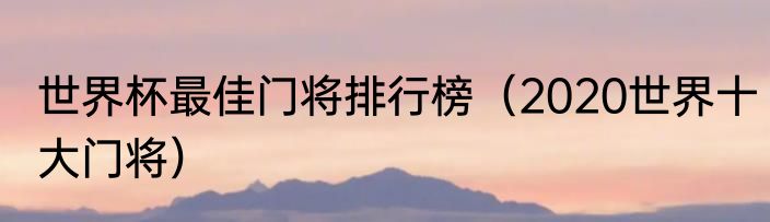 世界杯最佳门将排行榜（2020世界十大门将）