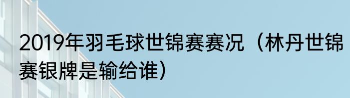 2019年羽毛球世锦赛赛况（林丹世锦赛银牌是输给谁）