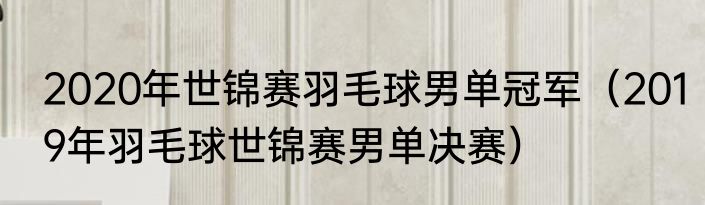 2020年世锦赛羽毛球男单冠军（2019年羽毛球世锦赛男单决赛）