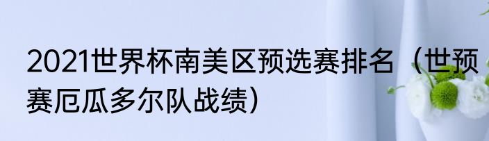 2021世界杯南美区预选赛排名（世预赛厄瓜多尔队战绩）