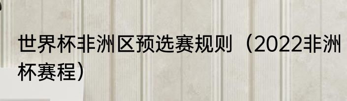 世界杯非洲区预选赛规则（2022非洲杯赛程）