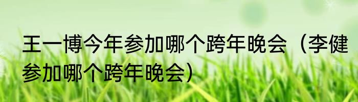 王一博今年参加哪个跨年晚会（李健参加哪个跨年晚会）