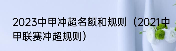 2023中甲冲超名额和规则（2021中甲联赛冲超规则）