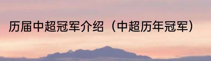 历届中超冠军介绍（中超历年冠军）