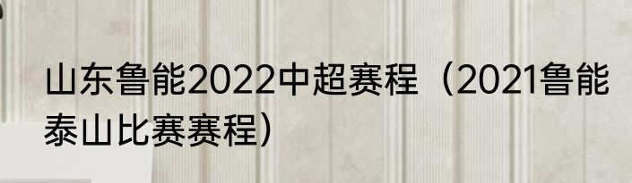 山东鲁能2022中超赛程（2021鲁能泰山比赛赛程）