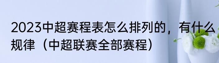2023中超赛程表怎么排列的，有什么规律（中超联赛全部赛程）