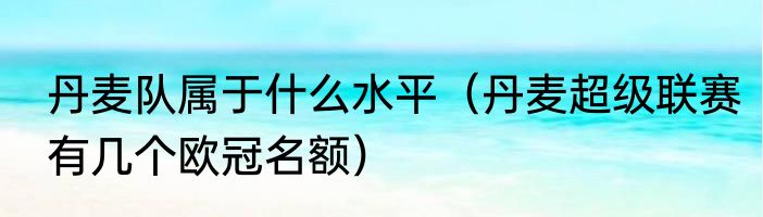 丹麦队属于什么水平（丹麦超级联赛有几个欧冠名额）