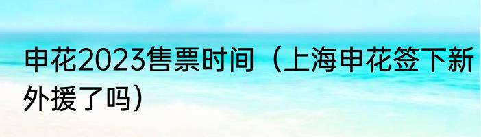 申花2023售票时间（上海申花签下新外援了吗）