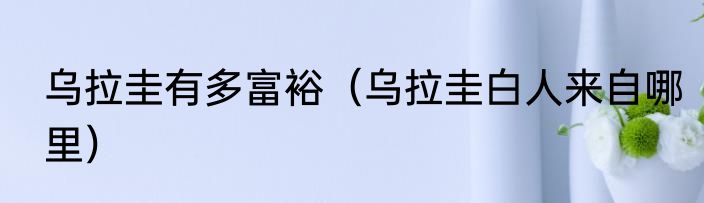 乌拉圭有多富裕（乌拉圭白人来自哪里）