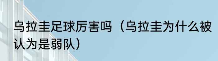 乌拉圭足球厉害吗（乌拉圭为什么被认为是弱队）