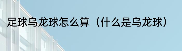 足球乌龙球怎么算（什么是乌龙球）