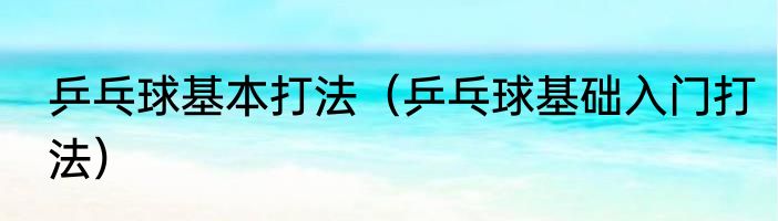 乒乓球基本打法（乒乓球基础入门打法）
