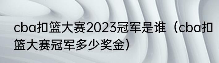 cba扣篮大赛2023冠军是谁（cba扣篮大赛冠军多少奖金）