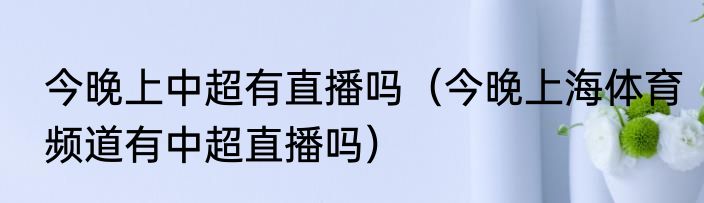 今晚上中超有直播吗（今晚上海体育频道有中超直播吗）