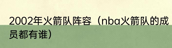 2002年火箭队阵容（nba火箭队的成员都有谁）