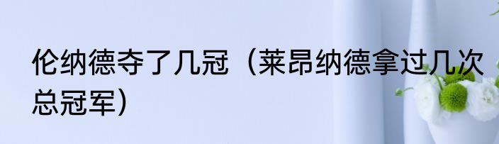 伦纳德夺了几冠（莱昂纳德拿过几次总冠军）