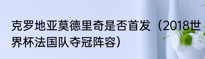 克罗地亚莫德里奇是否首发（2018世界杯法国队夺冠阵容）