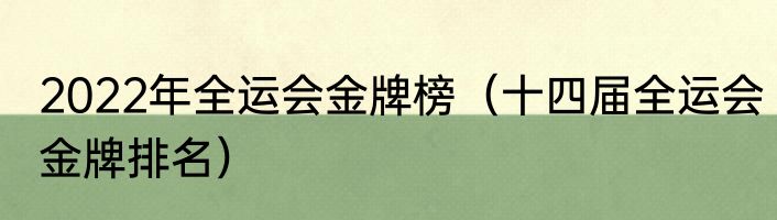 2022年全运会金牌榜（十四届全运会金牌排名）