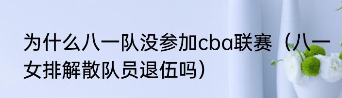 为什么八一队没参加cba联赛（八一女排解散队员退伍吗）