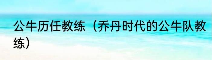 公牛历任教练（乔丹时代的公牛队教练）