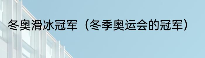 冬奥滑冰冠军（冬季奥运会的冠军）