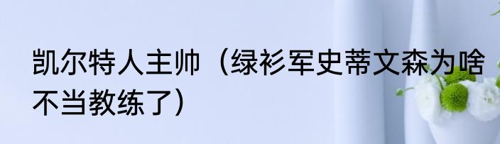 凯尔特人主帅（绿衫军史蒂文森为啥不当教练了）