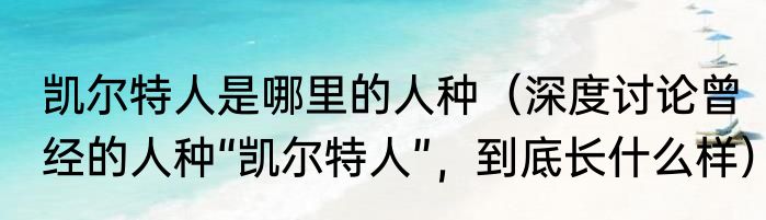 凯尔特人是哪里的人种（深度讨论曾经的人种“凯尔特人”，到底长什么样）