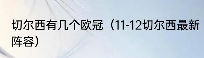 切尔西有几个欧冠（11-12切尔西最新阵容）