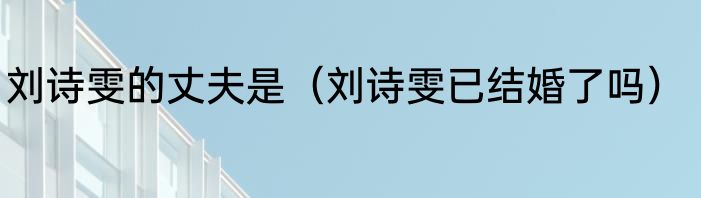 刘诗雯的丈夫是（刘诗雯已结婚了吗）
