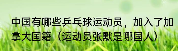 中国有哪些乒乓球运动员，加入了加拿大国籍（运动员张默是哪国人）