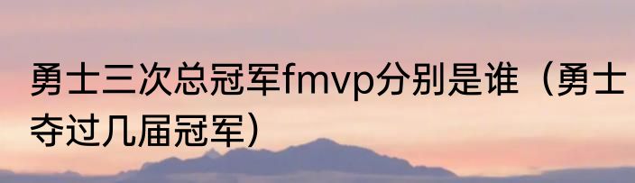 勇士三次总冠军fmvp分别是谁（勇士夺过几届冠军）