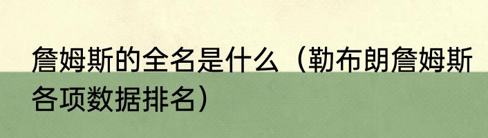 詹姆斯的全名是什么（勒布朗詹姆斯各项数据排名）