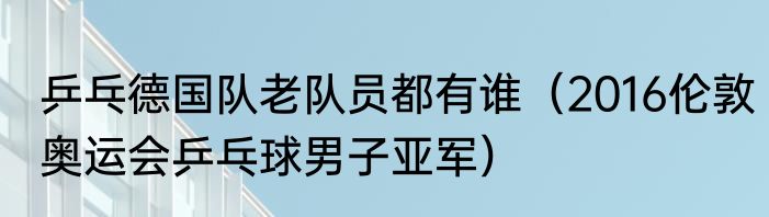 乒乓德国队老队员都有谁（2016伦敦奥运会乒乓球男子亚军）