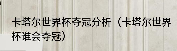 卡塔尔世界杯夺冠分析（卡塔尔世界杯谁会夺冠）
