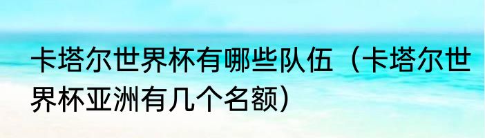 卡塔尔世界杯有哪些队伍（卡塔尔世界杯亚洲有几个名额）