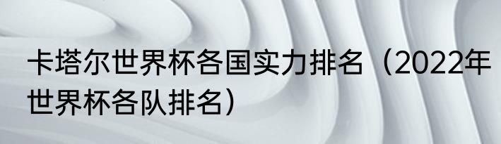 卡塔尔世界杯各国实力排名（2022年世界杯各队排名）