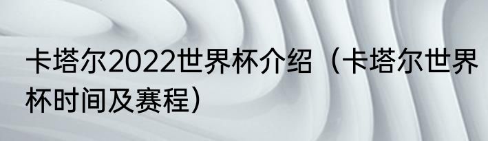 卡塔尔2022世界杯介绍（卡塔尔世界杯时间及赛程）