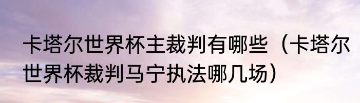 卡塔尔世界杯主裁判有哪些（卡塔尔世界杯裁判马宁执法哪几场）